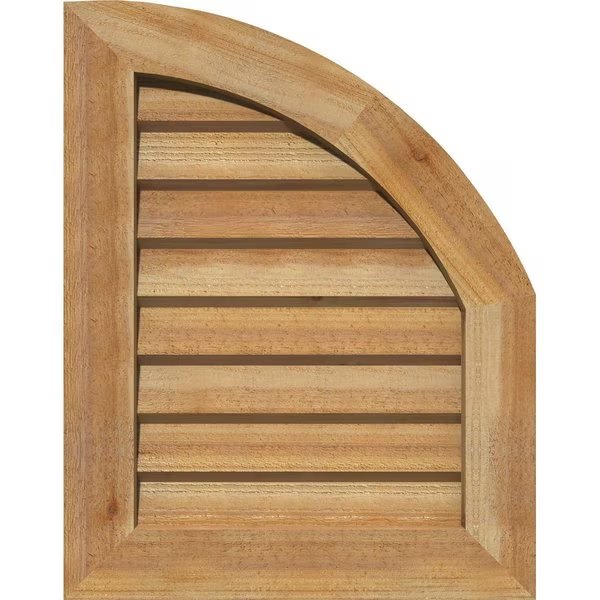 Quarter Round Top Right Western Red Cedar Gable Vent w/Decorative Face Frame, 10